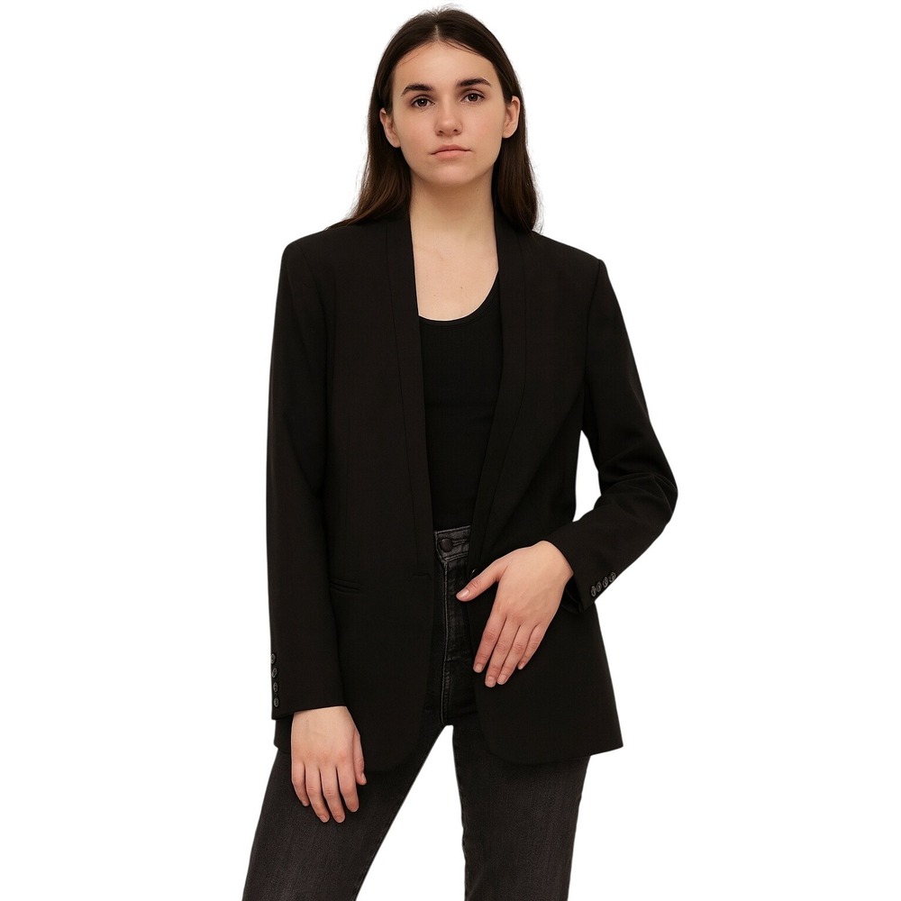 VINCE long line single button wool blazer in black Dark Academia Officesiren 10